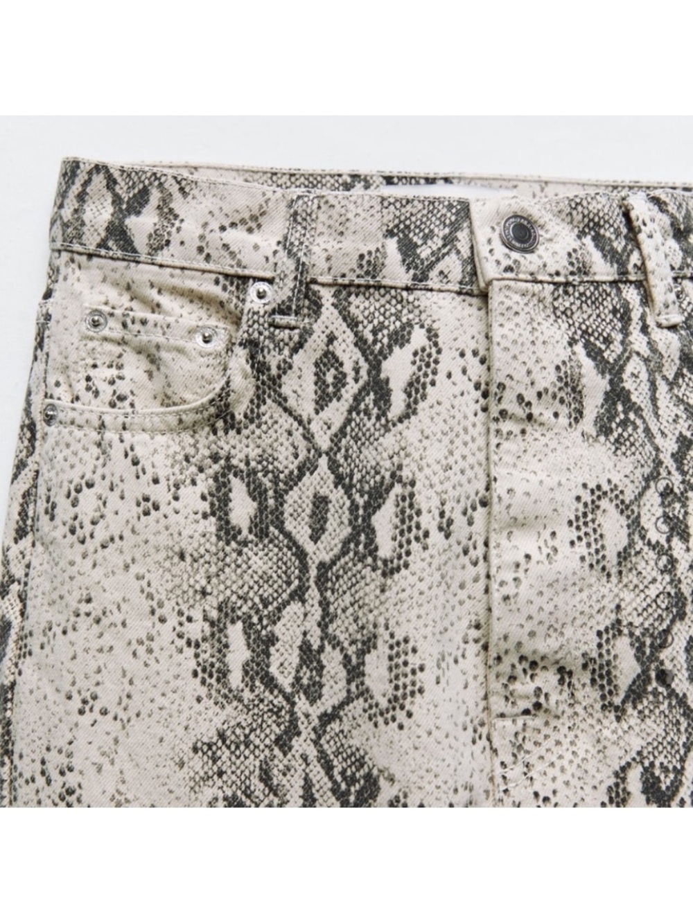 Zara Beige Snake-Print Flare Jeans GOOD CONDITION SIZE 4 - Picture 5 of 12
